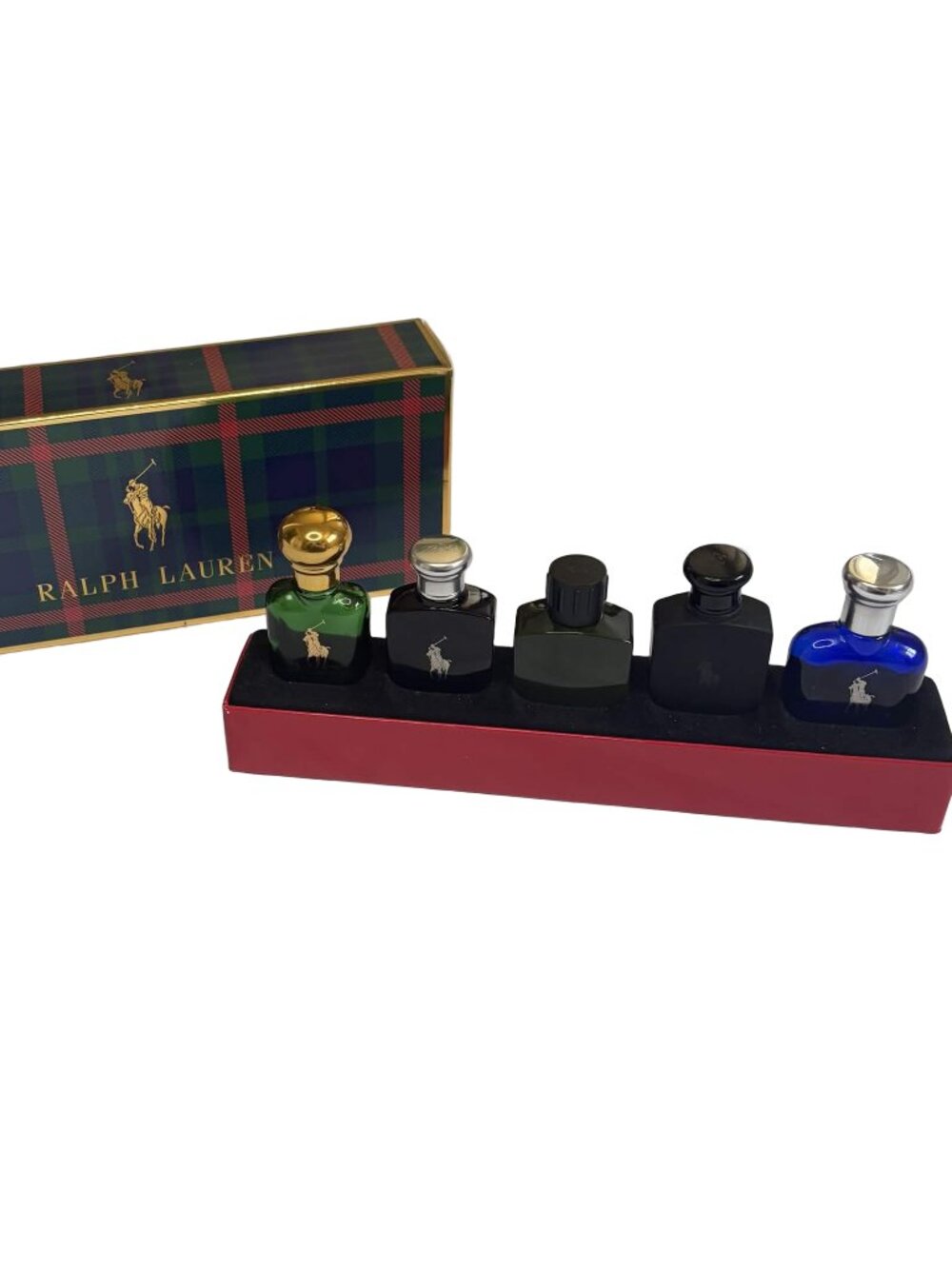 Ralph Lauren Polo Mini Cologne Set 5pc Empty Bottles Display Box Blue Black
